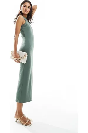 New Look Vestito midi in jersey sinuoso kaki