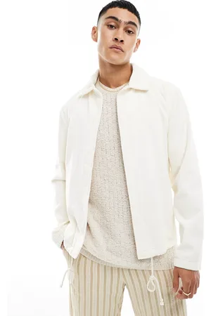 Hollister Giacca coach color crema in velluto a coste