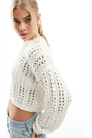 ASOS Maglione in bouclé traforato color crema