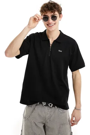 Obey Polo nera con zip