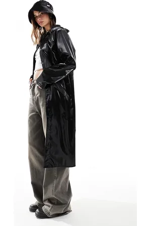 Rains 18360 Giacca impermeabile lunga nera lucida - In esclusiva per ASOS