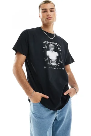 ASOS T-shirt oversize nera con stampa stile grunge sul retro
