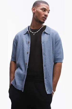 Topman Polo in maglia effetto invecchiato con bottoni