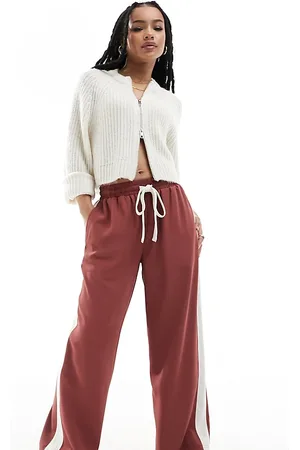 ASOS ASOS DESIGN Petite - Pantaloni color terracotta con pannello a contrasto