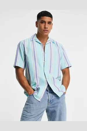 Only & Sons Camicia a maniche corte in rigato con colletto rever