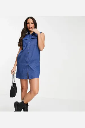 Noisy May Esclusiva - Vestito camicia di jeans con spalline imbottite