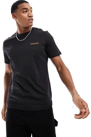 Timberland T-shirt nera con scritta piccola del logo