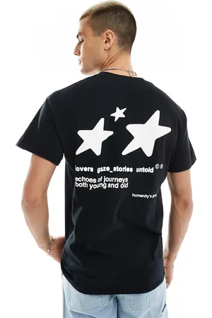ASOS T-shirt oversize nera con stampa di stelle sul petto e sulla schiena