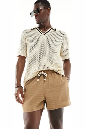 ASOS Pantaloncini da bagno taglio corto color in tessuto a coste con cordoncini