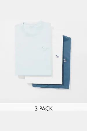 Abercrombie & Fitch Icon - Confezione da 3 T-shirt con logo blu/bianco