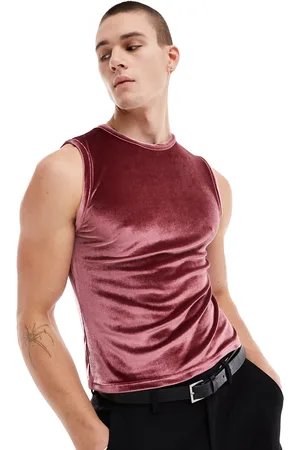 ASOS Canotta attillata in velour bordeaux