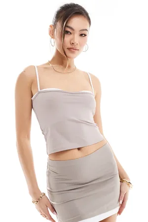 ASOS Canottiera color cuoio con dettagli a contrasto in coordinato