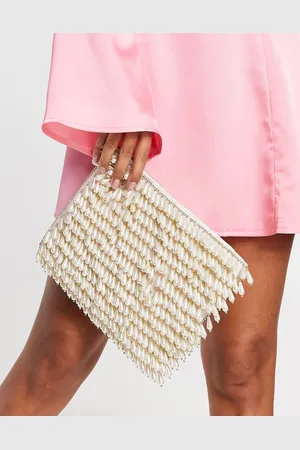ASOS Pochette con zip sulla parte superiore decorata con perle avorio