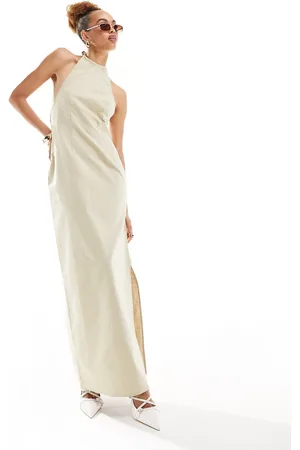 Lioness Vestito lungo beige allacciato al collo con schiena scoperta