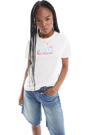French Connection Oui - T-shirt in jersey bianca con logo