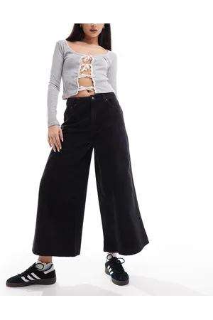 ASOS Jeans corti morbidi a fondo ampio neri