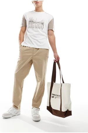 New Balance Pantaloni dritti in twill beige da 30"