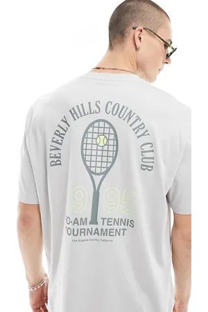 ASOS T-shirt oversize grigia con stampa tennis sulla schiena