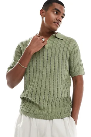 ASOS Polo in maglia traforata kaki
