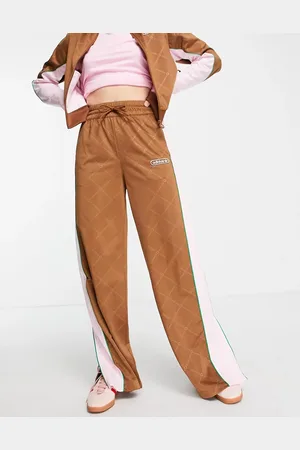 adidas Retro Luxury - Pantaloni sportivi track pants a fondo ampio marroni con stampa con monogramma