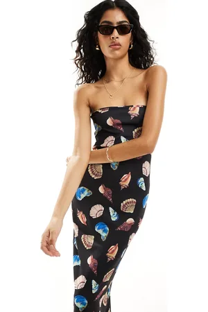 ASOS Vestito midi a fascia con stampa di conchiglie