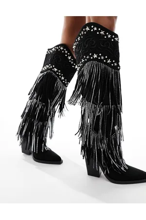 SIMMI Shoes SIMMI London - Dance - Stivali al ginocchio stile western neri con frange