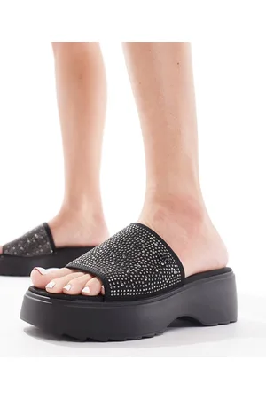 River Island Sabot neri decorati con suola flatform
