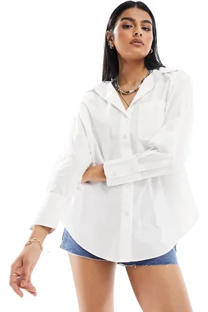 New Look Camicia a maniche lunghe in popeline bianca