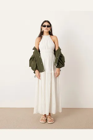 ASOS Vestito lungo allacciato al collo in pizzo sangallo aperto dietro