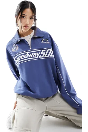 Cotton On Cotton On - Felpa con grafica "Speedway" e zip corta