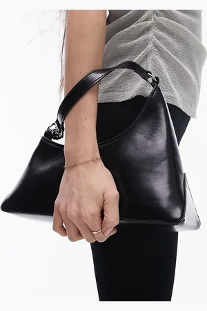 Topshop Sonia - Borsa da spalla asimmetrica nera con catenina
