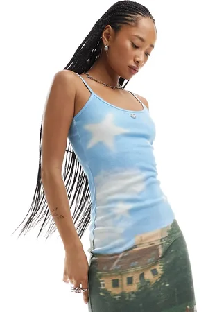 Basic Pleasure Mode Vestito con spalline sottili midi con stampa stile picnic