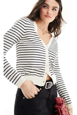 Stradivarius Cardigan color vaniglia a righe