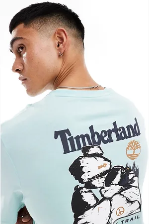 Timberland T-shirt oversize con stampa grande di rocce sul retro