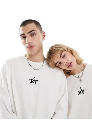 Reclaimed Top a maniche lunghe unisex con logo con stella ricamato