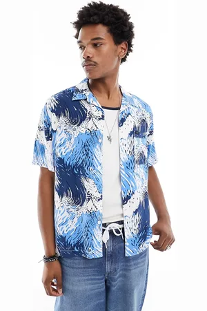 Lee Camicia stile resort a maniche corte con rever comoda con stampa di onde