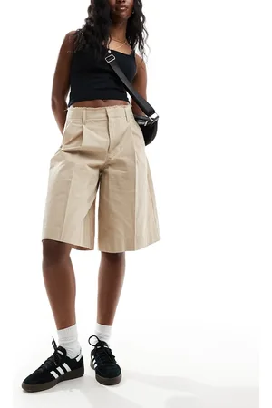 Bershka Jorts con elastico in vita grezzo color sabbia