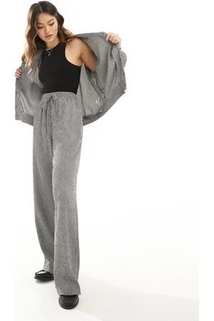 In The Style X Perrie Sian - Pantaloni a fondo ampio testurizzati antracite in coordinato
