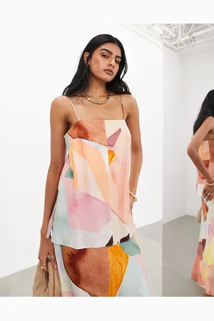 ASOS Canottiera skinny minimal con stampa astratta di cristalli in coordinato