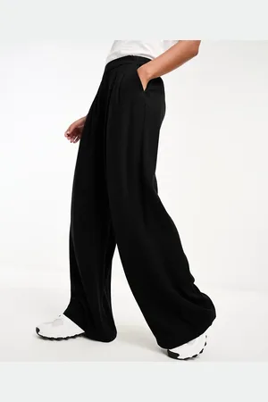 ASOS Pantaloni neri a fondo ampio piatti sul davanti