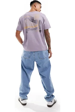 Timberland T-shirt lilla con stampa di scarponcino sul retro