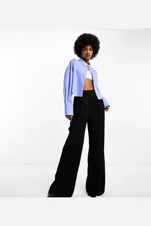 ASOS ASOS DESIGN Tall - Pantaloni neri a fondo ampio piatti sul davanti
