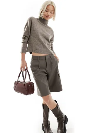 Weekday Ayla - Maglione accollato color talpa mélange