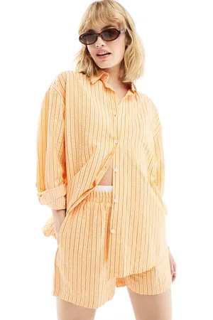 Daisy Street Camicia boyfriend oversize testurizzata a righe in coordinato