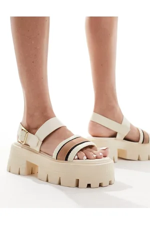 ASOS Follower - Sandali bassi bianco sporco con suola spessa
