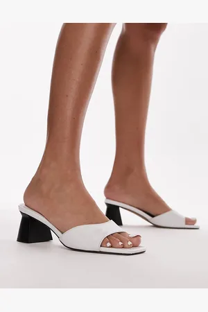 Topshop Isaiah - Sabot con tacco largo bianchi effetto coccodrillo