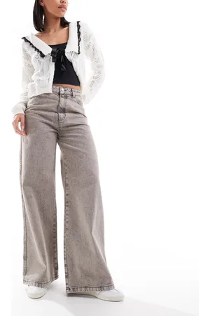 Pimkie Jeans a fondo ampio lavaggio acido grigio