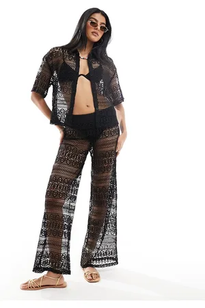 Miss Selfridge Pantaloni da mare in pizzo neri