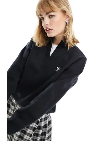 adidas Essentials - Felpa nera con zip corta