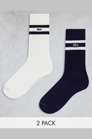 Lacoste Confezione da 2 paia di calzini bianchi e navy con righe a contrasto